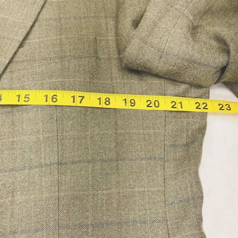 Jos A Bank Sport Coat Silk Wool 42 L Double Windowpane Plaid Gray Brown Academia